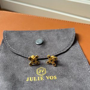 Julie Vos Gold Pendant Earrings Gold and Sapphire